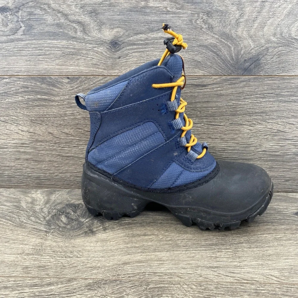 Columbia Snow Boots Kids Size 13 Navy Blue Waterproof Bungee Lace BC1322-478